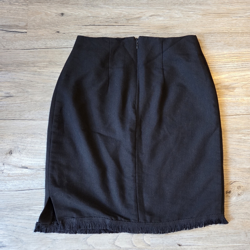 Vintage Johnny Dexter Black Fringe Skirt 90s 80s Y2k Size 8 - Picture 8 of 11
